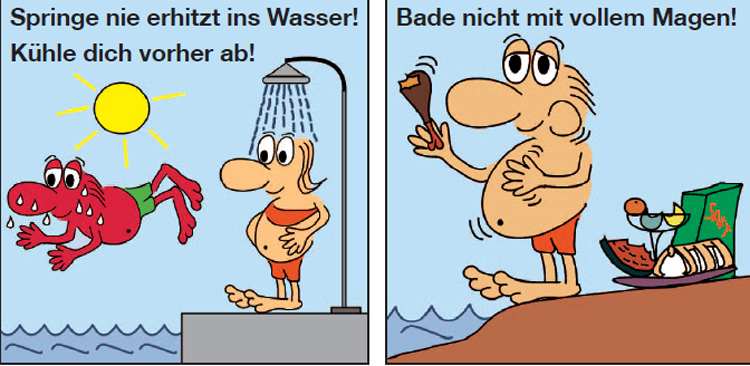 Die Wasserwacht weist auf die Baderegeln hin