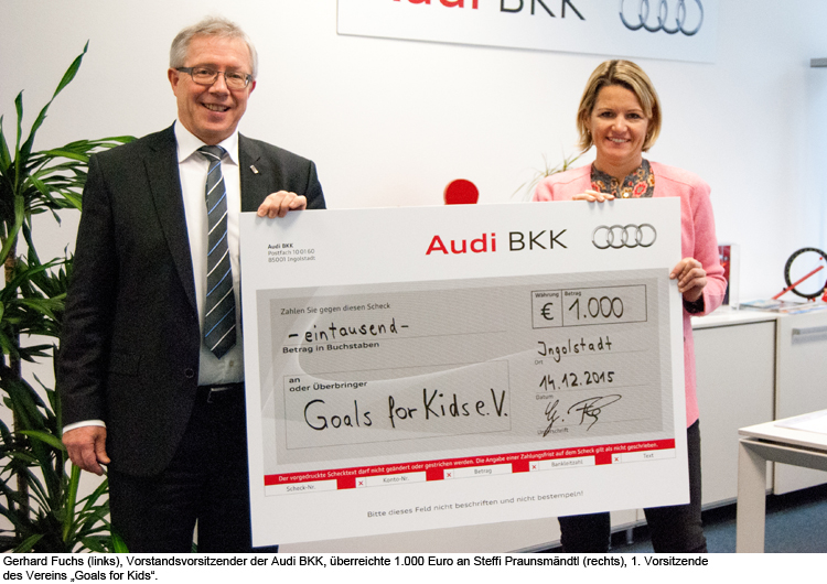 Audi BKK spendet an „Goals for Kids e.V.“