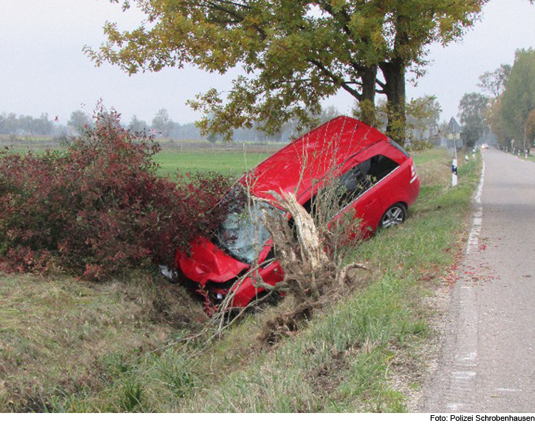 Gegen Baum geprallt