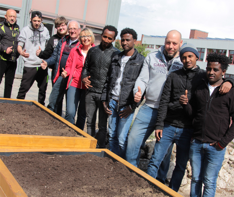 Eritreer bauen Gemüsebeet für Kindergarten