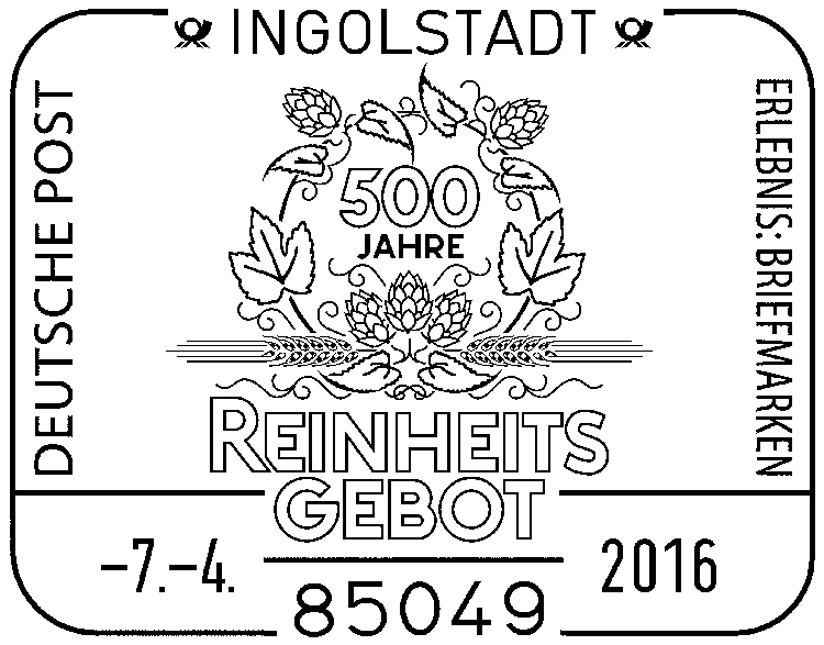 Sonderbriefmarke „500 Jahre Reinheitsgebot“