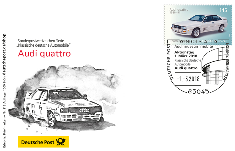 „Audi quattro“ jetzt auch als Briefmarke