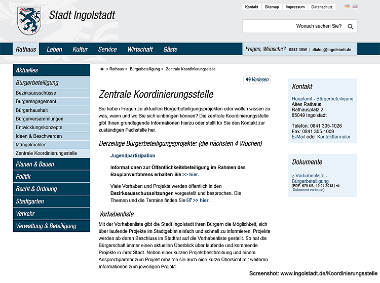 Neue Vorhabenliste der Stadt Ingolstadt