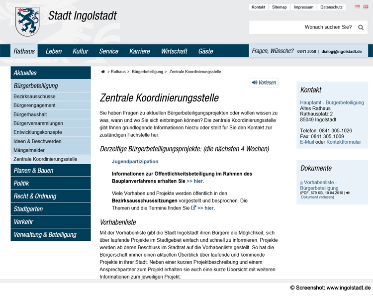 Neue Vorhabenliste der Stadtverwaltung