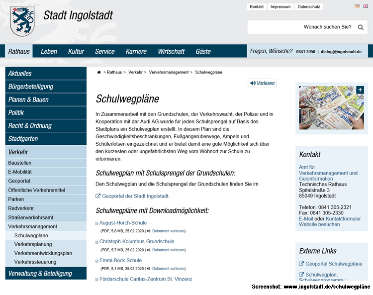 Schulwegpläne für das Schuljahr 2020/2021