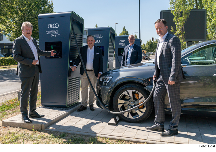 Audi, SWI und Stadt eröffnen Schnellladepark