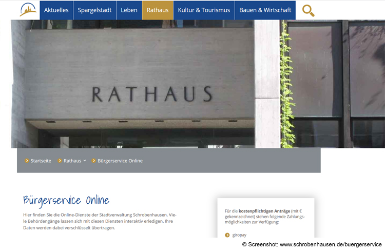 Rathaus-Dienstleistungen jetzt auch online verfügbar