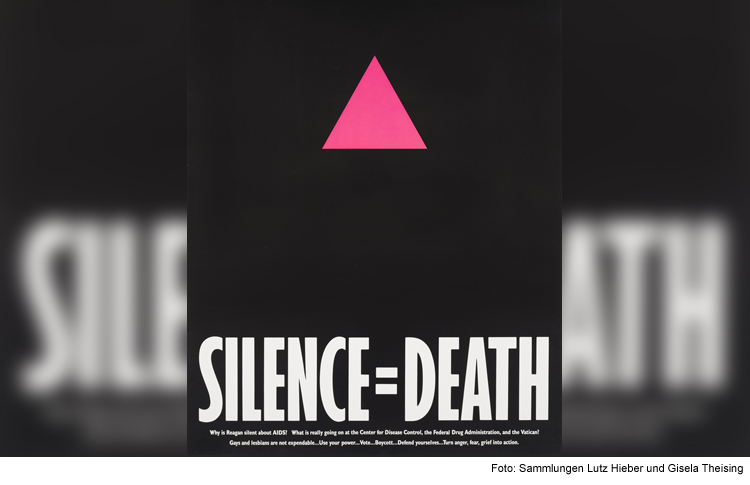 Hybride Mittagsvisite: Plakat „Silence = Death“