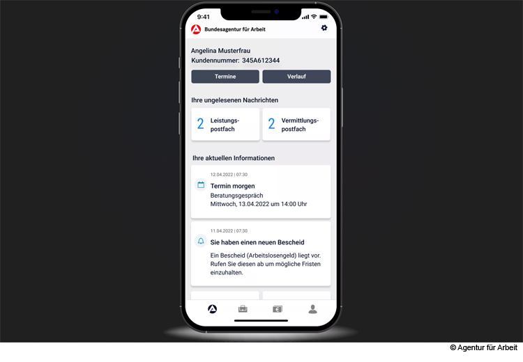 „BA-mobil“ – die App für Kundinnen und Kunden der Agentur für Arbeit